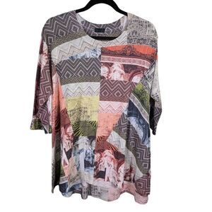 Top Ligne Multicolor Printed 3/4 Sleeve Top M